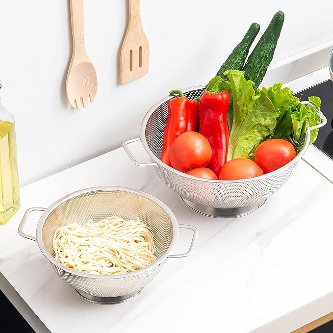 Kaishun Colander Stainless Steel 3-Quart, Kitchen Strainer for Pasta, Fruits Vegetables, Dishwasher Safe - Image 7
