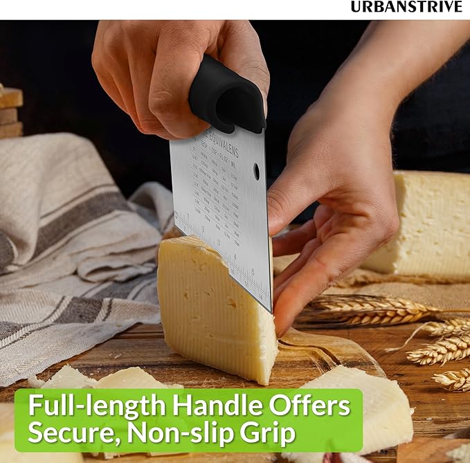 Urbanstrive Bench Scraper for Baking, Stainless Steel Dough Cutter and Scraper Tool Kitchen, Kitchen Scraper Food Scraper Tool Pizza Cutter Food Chopper, Multi-Purpose Kitchen Gadgets, Black - Image 4
