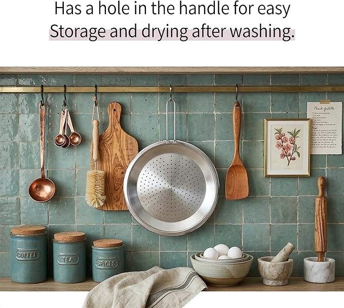 Stainless Steel Splatter Screen Lid, Oil Splash Guard with Steam Vent Holes, Long Handle, Frying Pan Cover, 12.6 in (32 cm) - 1ea - Image 5