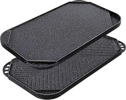 SENSARTE Nonstick Griddle Grill Pan, Pro-Grid Reversible Grill & Griddle Pan, Two Burner Cast Aluminum, Portable for Indoor Stovetop or Outdoor Camping BBQ, 19.5" x 10.7" by SENSARTE