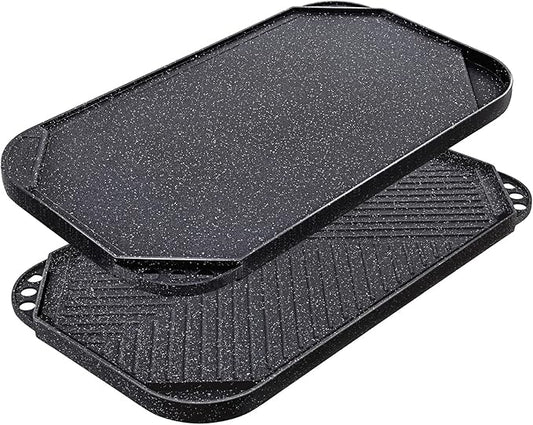 SENSARTE Nonstick Griddle Grill Pan, Pro-Grid Reversible Grill & Griddle Pan, Two Burner Cast Aluminum, Portable for Indoor Stovetop or Outdoor Camping BBQ, 19.5" x 10.7" by SENSARTE