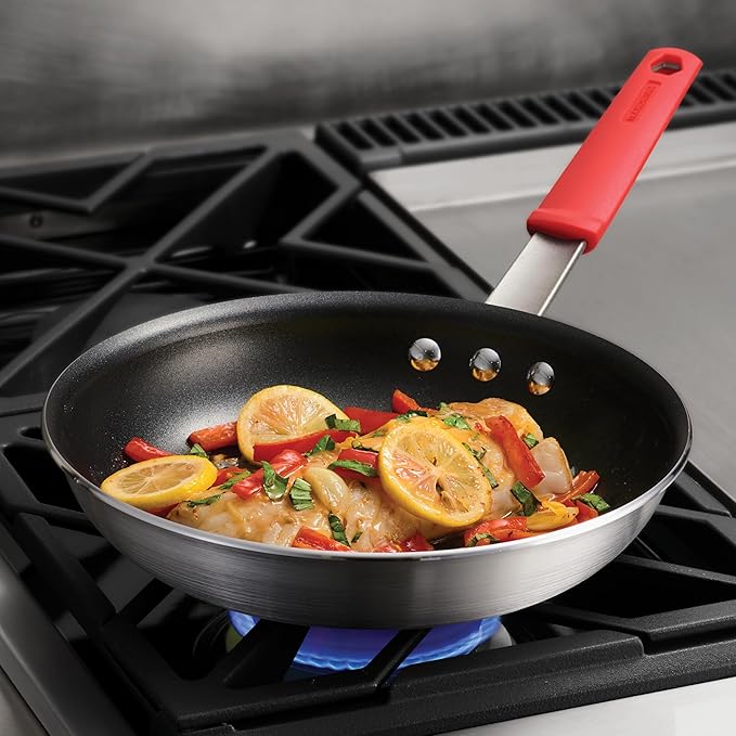 Tramontina Professional 10-Inch Non Stick Frying Pan, Heavy-Gauge Aluminum Skillet with Reinforced Nonstick Coating, Red Handle, Dishwasher and Oven Safe - Image 2