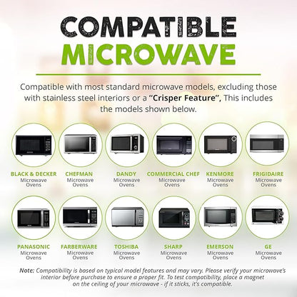 HOVER COVER 2 Pack Magnetic Splatter Cover, 12-Inch Clear BPA-Free Food Lid, Vented Plate Guard with Steam Vents, Anti-Splash Microwave Lid, Dishwasher Safe, Space-Saving Magnetic Storage - Black