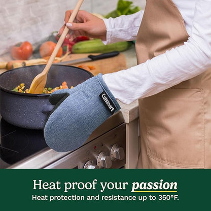 Cuisinart Mini Oven Mitts – 5.5” x 7” Heat-Resistant Kitchen Mitts for Oven with Non-Slip Neoprene Palm, Cotton Filling, and Fabric Loop – Durable Oven Mitt Set for Cooking & Baking (Chambray) - Image 3