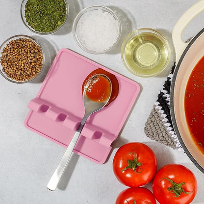Zulay Kitchen Silicone Utensil Rest with Drip Pad for Multiple Utensils - BPA-Free, Heat-Resistant Spoon Rest & Spoon Holder for Stove Top - Kitchen Utensil Holder for Ladles & Tongs - Pink - Image 6