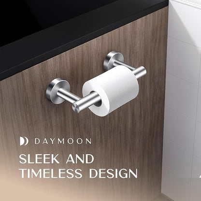 Day Moon™ - Toilet Paper Holder - Modern Roll Holder for Bathroom - 2 Pack - Wall Mount, Brushed Nickel - Image 2