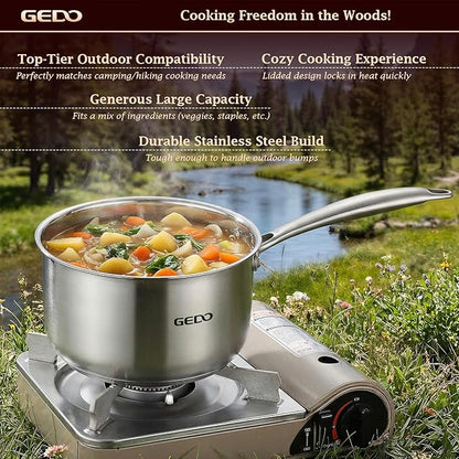 GEDO Food-Grade 316L Stainless Steel Sauce Pan with Glass Lid, 3-Ply Integrated Body Uncoated Cooking Pot, Universal for Induction Gas Ceramic Stovetops, Multi-Purpose Kitchen Cookware (2.7, Quarts) - Image 9