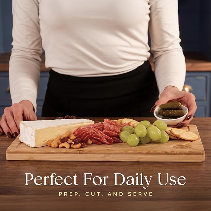 Deer & Oak Premium Extra Large Bamboo Cutting Board - 17.3" x 11.8" x 0.8" Wooden Chopping Board for Meat and Vegetables, Pre-Oiled, Water Resistant, Knife Friendly - Image 10