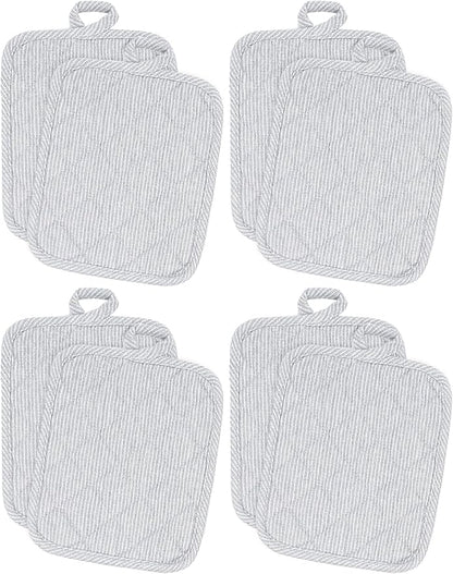 American Linen Pot Holders, Hot Pads, Table Pads for Kitchen and Dining Table, Non Slip Heat Resistant Hot Pot Holder (Grey, 8 Pack)