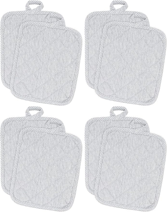 American Linen Pot Holders, Hot Pads, Table Pads for Kitchen and Dining Table, Non Slip Heat Resistant Hot Pot Holder (Grey, 8 Pack)