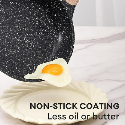 JEETEE Non Stick Frying Pan Set, Frying Pans Nonstick, Omelette Skillet with Soft Touch Handle, 3-Piece Cookware Set 8 Inch 9.5 Inch 11 Inch - Image 3