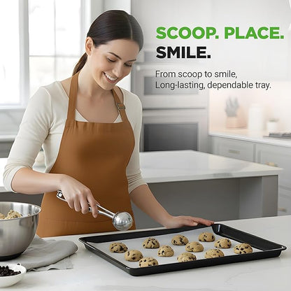 NutriChef Nonstick XL Cookie Sheet Baking Pan - Extra Large 22 Inch x 16 Inch with Raised Edges, Thick Carbon Steel Oven Baking Sheet for Jelly Rolls, Cookies, Cakes, & Pastries - Black