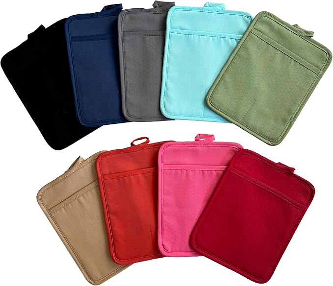 Oven Pot Holder with Pocket Cotton Heat Resistant Coaster Potholder Kitchen Hot Pad Oven Mitts for Cooking and Baking Square 7"x9" (Khaki, Silicone) - Image 6