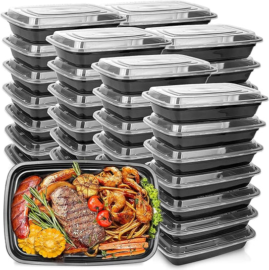 50-Pack Food Prep Containers, 1000ML/ 34 OZ Microwavable Food Storage Containers with Lids, Reusable Plastic lunch Containers Lunch Boxes- Stackable, Reusable Dishwasher Safe by IUM%C3%89