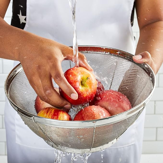 Juvale Stainless Steel Fine Mesh Strainer - Durable Rust-Resistant Mesh Colander - Ergonomic Handle Rice Colander - Ultra-Fine Flour Sifter - Dishwasher Safe with Stable Design - 11 in x 4 in, Silver - Image 2