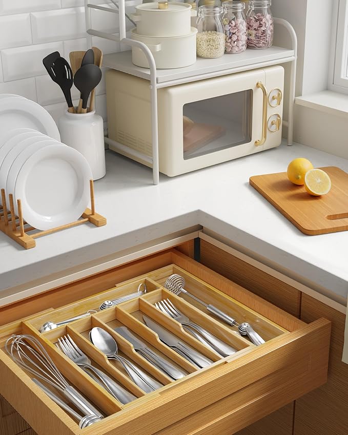 Kitsure Silverware Organizer - Expandable Bamboo Kitchen Drawer Organizer for Cooking Utensils and Cutlery, Sturdy & Thickened Kitchen Organizers and Storage Solution, Large, Natural - Image 6