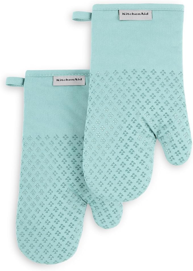 KitchenAid Asteroid Oven Mitt 2-Pack Set, Mineral Water, 7"x12.5" by KitchenAid
