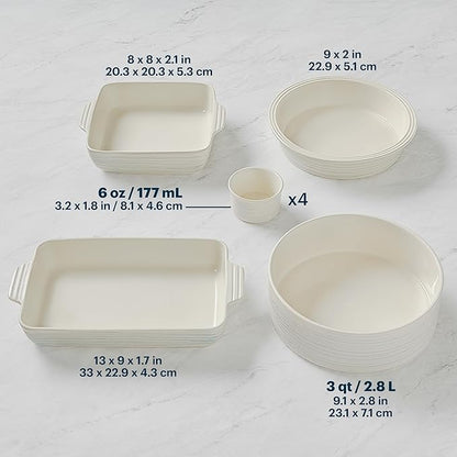 Pyrex 8-Piece Ceramic Complete Bakeware Set, Nonstick Pie, Casserole, Cake, Lasagna Oven Pans, Bakers, For Baking, Roasting, Steaming - Image 4