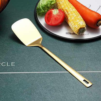 Berglander Gold Spatulas, Solid Turner Titanium Gold Plating, Barbecue Metal Spatulas Turner For Cooking, Kitchen, Dishwasher Safe, Easy to Clean - Image 2