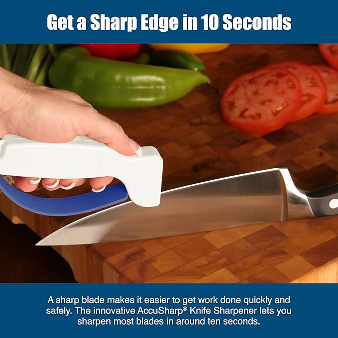 AccuSharp Hand-Held Carbide Blade Sharpener, Kitchen Knife and Chef Knife Sharpener, Professional Chef Grade Sharpening Tool, Restore and Hone Straight & Serrated Knives, 2-Pack, White - Image 3