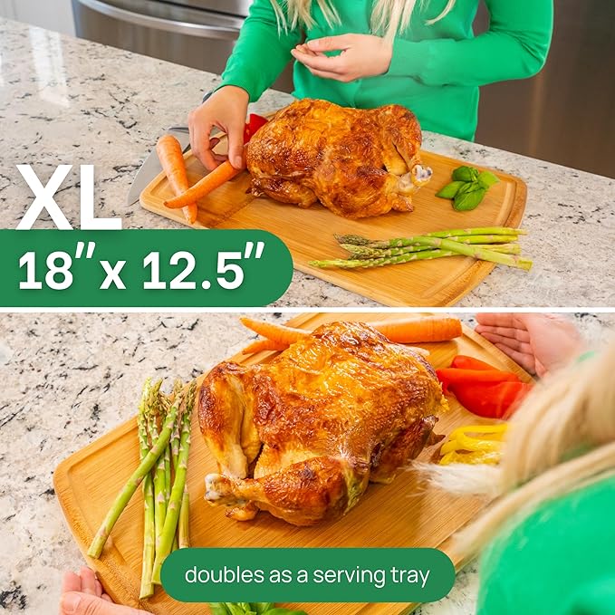 FSC-Certified Extra Large Bamboo Cutting Board Featuring 18 Inch Glue-Free Surface™ – XL, Non-Toxic Wooden Board for Family Kitchens, Butcher Block Style Food Prep with Lifetime Replacements - Image 2