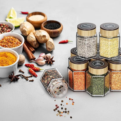 Vetacsion Set of 12 Magnetic Spice Tins with 2 Black Metal Wall-Plates,100 Preprinted Seasoning Label Stickers,2 Styles for 3 oz Herb Jars (12 PCS) - Image 5