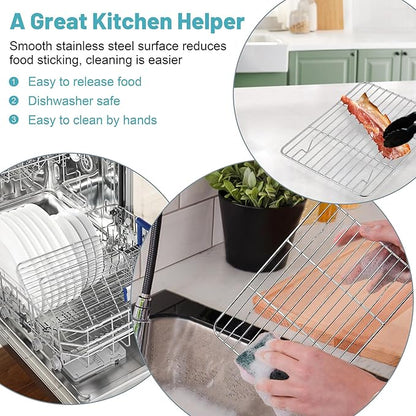 TeamFar Cooling Rack, 8.75” x 6.25” Stainless Steel Wire Baking Rack for Cooking Roasting Grilling, Fit for Oven Pan, Oven & Dishwasher Safe, Non-toxic & Heavy-Duty, 2PCS - Image 6