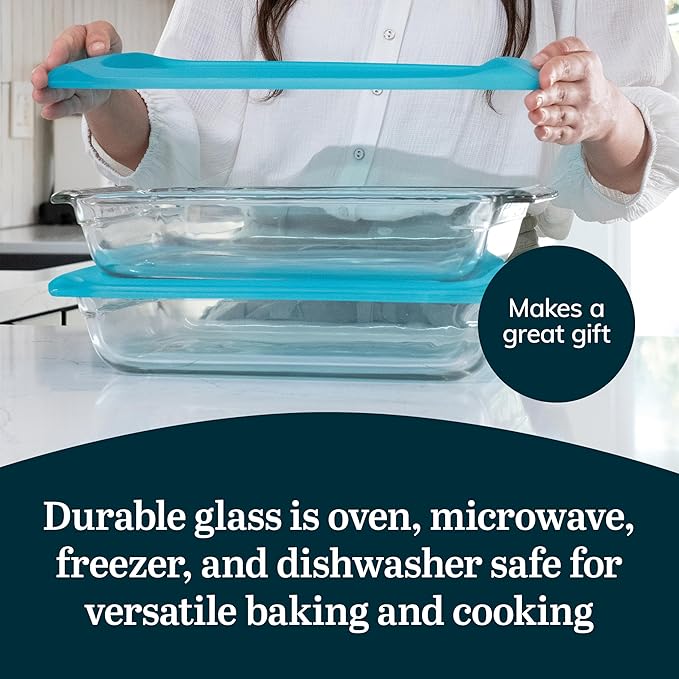 Libbey Baker’s Premium 2 Piece Glass Baking Dish Set, Stackable Casserole Dish with Lid Set, Baking Glassware for Casseroles, Lasagna, Brownies, Cakes - Image 5