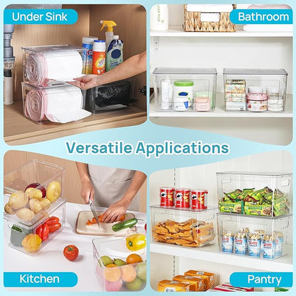 Vtopmart 1 Pack Trash Bag Holder, Stackable Garbage Bag Dispenser for 13/30/33 Gallon Bags, Onion and Potato Storage Bins for Kitchen, Clear Organizer Bins for Under Sink, Laundry Room - Image 8