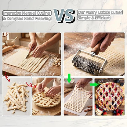 Pastry Lattice Roller Cutter - Stainless Steel Dough Lattice for Pie Pizza Bread beef wellington Pastry Crust Roller Cutter - Image 3