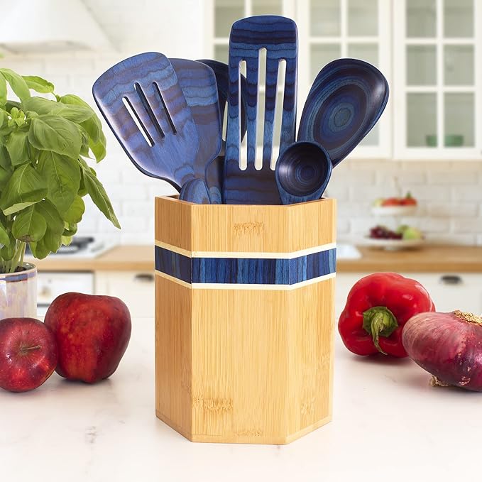 Totally Bamboo Baltique Malta Collection Kitchen Utensil Holder, Large Cooking Utensil Crock for Countertop
