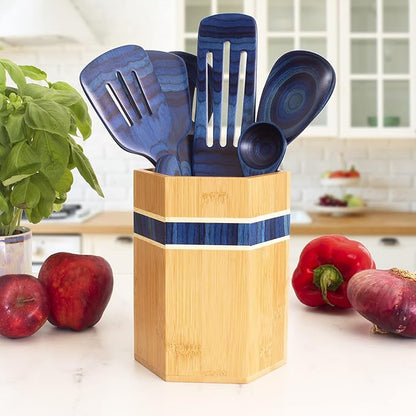 Totally Bamboo Baltique Malta Collection Kitchen Utensil Holder, Large Cooking Utensil Crock for Countertop