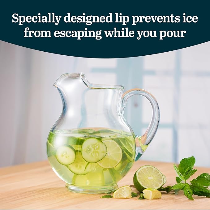 Libbey Acapulco Large Glass Pitcher Set of 2, 89 Oz, Clear, Tall Bubble Glass Pitchers with Handle, Modern Drink Pitchers for Iced Tea, Punch and More - Image 4