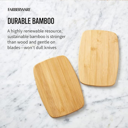 FARBERWARE 4-Piece Reversible Bamboo Cutting Board and Charcuterie Set,Assorted Sizes,Durable Wood Serving Boards for Cheese,Meats,and Prep,(Pack of 4) - Image 4