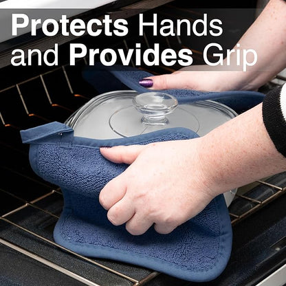 RITZ Terry Potholder & Hot Pad: Unparalleled Heat Resistant, Durable 100% Cotton – Ergonomically Designed for Optimal Grip – Easy-Care Machine Washable – 2-Pack, Federal Blue - Image 5