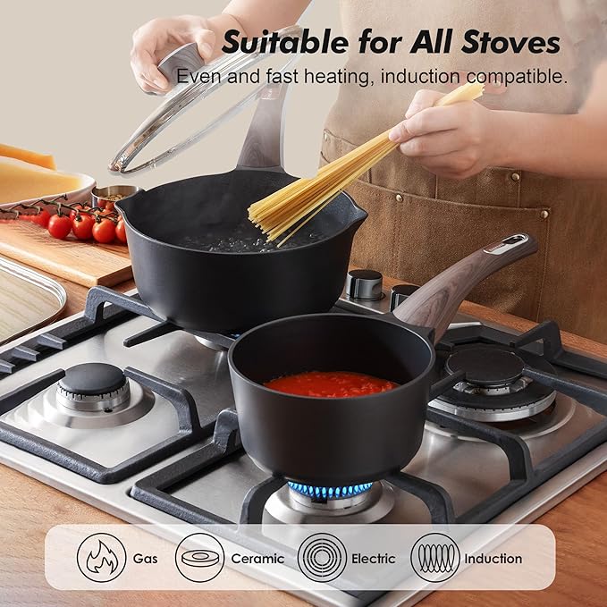 SENSARTE Nonstick Sauce Pan with Lid, 1.5 Quart Small Saucepan, Multipurpose Cooking Pot with Stay Cool Handle, Non toxic Kitchen Sauce Pot, Non stick Saucier Pan, Induction Comptable, PFOA Free - Image 4