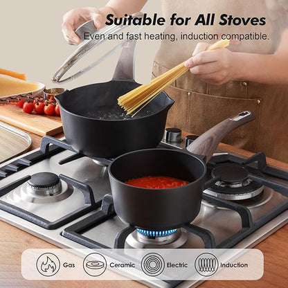 SENSARTE Nonstick Sauce Pan with Lid, 1.5 Quart Small Saucepan, Multipurpose Cooking Pot with Stay Cool Handle, Non toxic Kitchen Sauce Pot, Non stick Saucier Pan, Induction Comptable, PFOA Free - Image 4