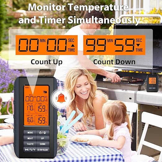 Remote Meat Thermometer Wireless, Vauno Wireless Meat Thermometer for Grilling and Smoking with Dual Meat Probe, Kitchen Timer, Digital Cooking Food Thermometer for Smoker BBQ Oven Outside Grill - Image 5
