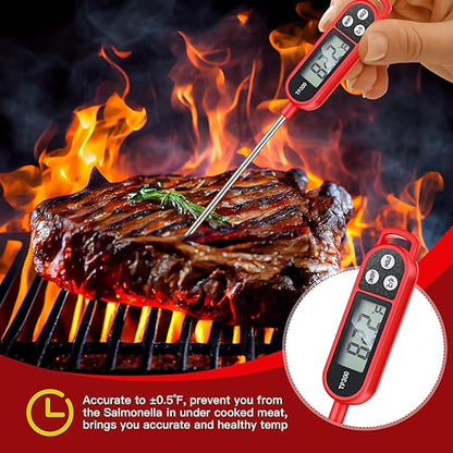 Copkim 12 Pcs Meat Food Thermometer Food with Probe Water Liquid Instant Read Digital Thermometer Kitchen Cooking Supplies for Cooking BBQ Milk Yogurt (Red) - Image 5
