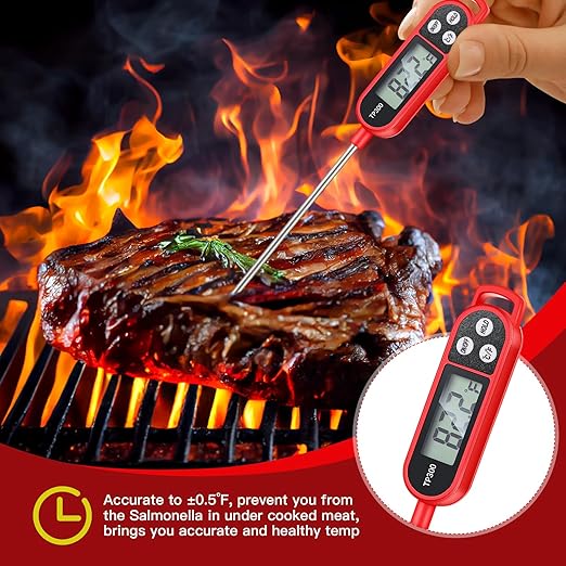 Copkim 6 Pcs Meat Thermometer Food Thermometer with Probe Water Liquid Instant Read Digital Thermometer Cooking Thermometer Supplies BBQ Kitchen Thermometer for Cooking Milk Yogurt (Red) - Image 6