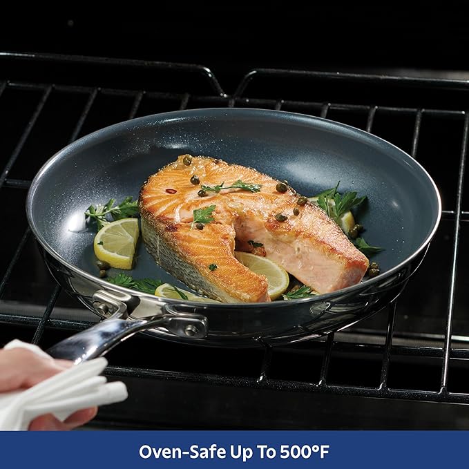 Tramontina Signature 8-Inch Tri-Ply Clad Stainless Steel Small Frying Pan with Ceramic Non Stick Interior, Induction-Ready Nonstick Skillet, Oven-Safe, Made in Brazil - Image 7