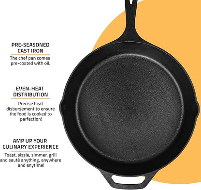 Utopia Kitchen Cast Iron Frying Pan 10.25 Inch, Cast Iron Chefs Pan, Pre Seasoned Skillet, Safe Grill Cookware for Indoor & Outdoor Use, Black - Image 4