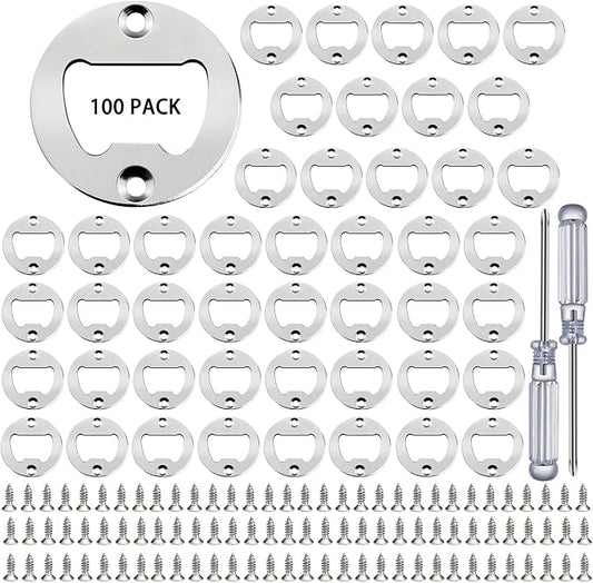 Bottle Opener Insert - 100 Sets Stainless Steel Inserts Kit with Screws Screwdriver for DIY Resin Mould Kit Hardware Parts Supply(Silver) by TECARATE