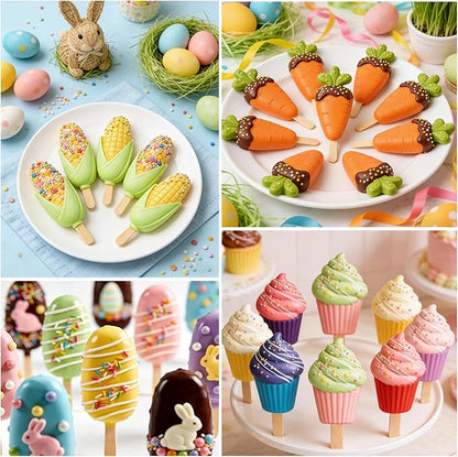 Juome Cake Pop Mold Kit, 2 Pack 6 Cavities Cakesicle Molds Silicone with 100 Wooden Sticks & 100 Packaging Bags with Ties, Cake Pop Maker Supplies Accessories, Baking Tools for Home Baking Desserts - Image 3