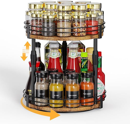 Across-Star Lazy-Susan-Organizer-Spice-Rack, Rotating Spice Organizer For Cabinet Pantry, Seasoning Holder Spice Shelf With Adjustable Height, Kitchen Counter Shelf Countertop Organizer by Acorss-Star