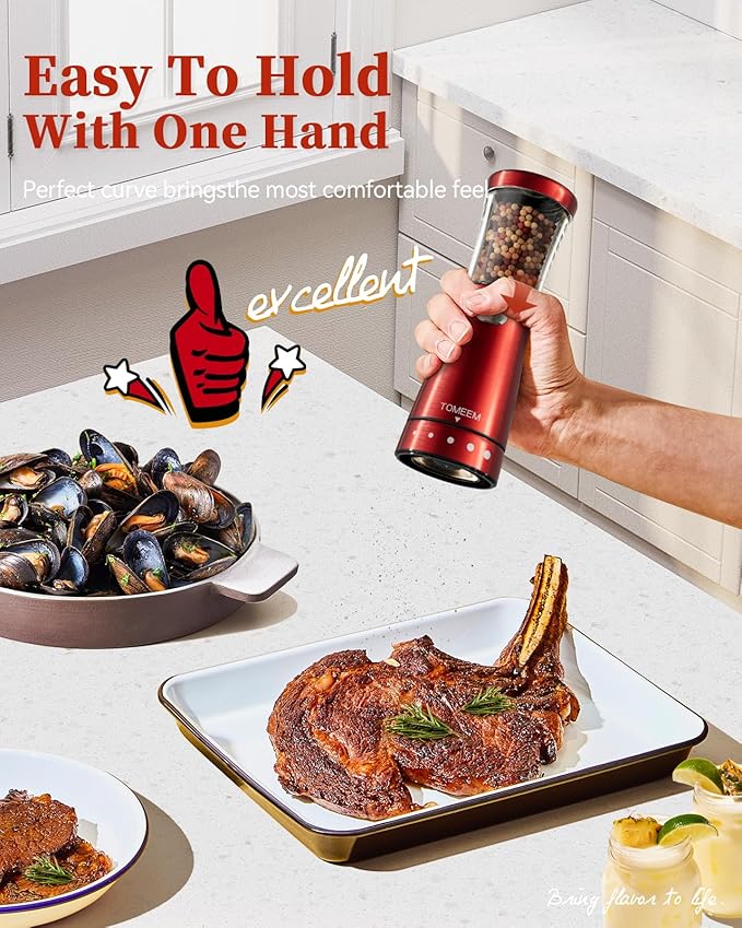 Electric Salt and Pepper Grinder Set with Storage Base, Stainless Steel Rechargeable Salt and Pepper Grinder Set with 4.5 oz Large Capacity, 1.8" Wide Mouth, Adjustable Coarseness, Ideal for Kitchen - Image 3