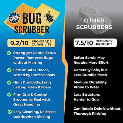 The Rag Company - Jersey Bug Scrubber Pads - Terry Weave, Easily and Safely Trap Bug Splatter in Sponge, Safe on All Finishes, 4in x 6in, Orange (5-Pack) - Image 2