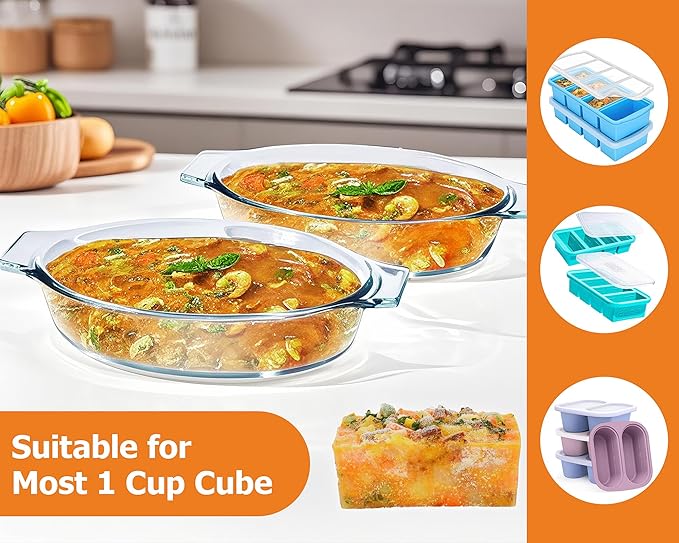 Mini Casserole Dish Oval 2 Pack, 13oz Glass Baking Dish, Banana Split Bowls, Single Serving, Individual Bakeware Baking Pans for Oven Microwave Air Fryer, Clear Prep Bowls - Image 4