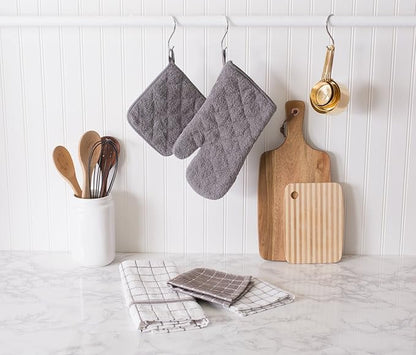 DII Basic Terry Collection Quilted 100% Cotton, Potholder, Gray, 3 Piece - Image 2