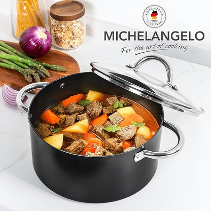 MICHELANGELO Stock Pot with Lid, Nonstick Cooking Pot, 6 Quart Soup Pot with Lid, Non Stick Pots with Stainless Steel Handle, Induction Compatible, Black - Image 7